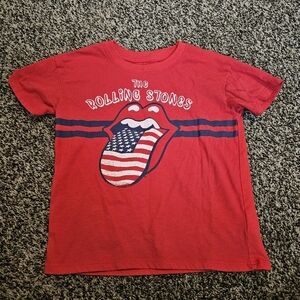 The Rolling Stones Kids Red T-Shirt Toddler 4T White Blue Flag Band Tee Graphic